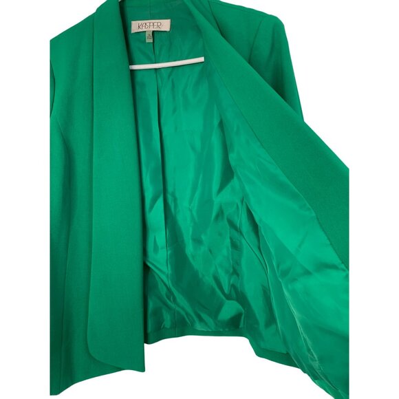 Kasper Women's Green Open-Front Blazer Jacket Size 10 Lined 3/4 Sleeve EUC 7210 - Picture 2 of 8